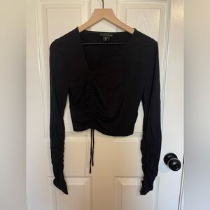 House of Harlow Black Ruched Long Sleeve Top Size Small